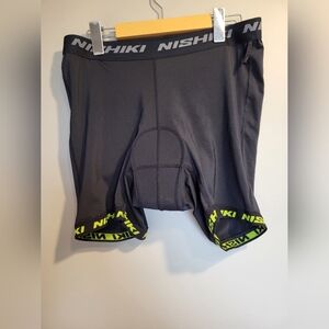 Nishiki Black Cycling Shorts with Neon Accents, Size 30